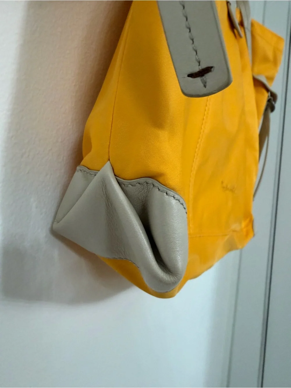 Splendid Bright Yellow Tote with Beige Trim and Straps